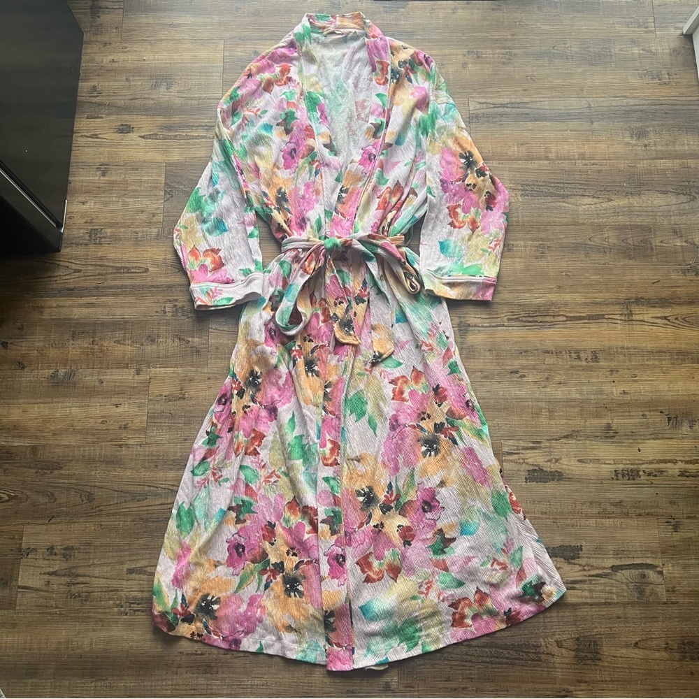 Soft Surroundings Womens Blanca Floral Bath Robe Loungewear Pajamas Size 2X